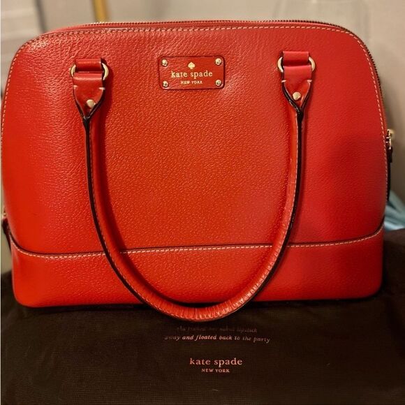 Kate‎ Spade Rachelle Wellesley Satchel Red Leather Shoulder Bag NWOT - Picture 3 of 10